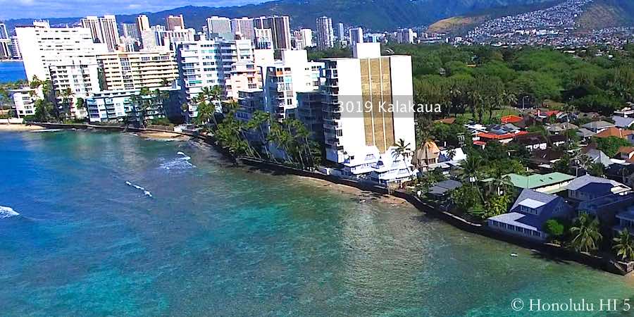 3019 Kalakaua Condo Seen From Ocean Among Other Gold Coast Condos