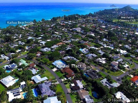 Kuulei Tract Homes with Mid Pacific Country Club in Distance - Aerial Photo