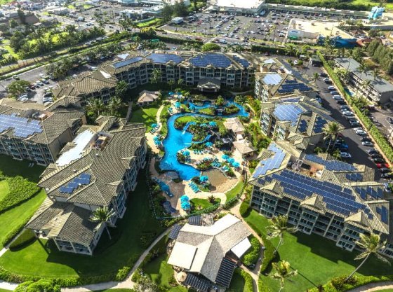 Waipouli Beach Resort In Kapaa Aerial Photo Close Up - Clear View Of Pool