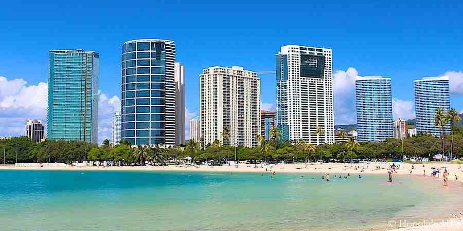 Kakaako Condos Seen From Ala Moana Beach Park