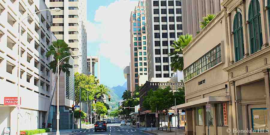 A Street in Downtown Honolulu