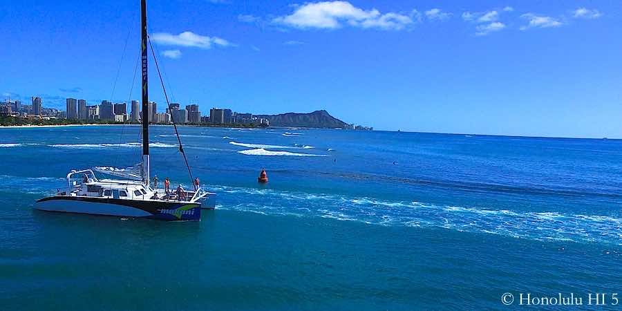 Boat Taking Off From Honolulu Harbor