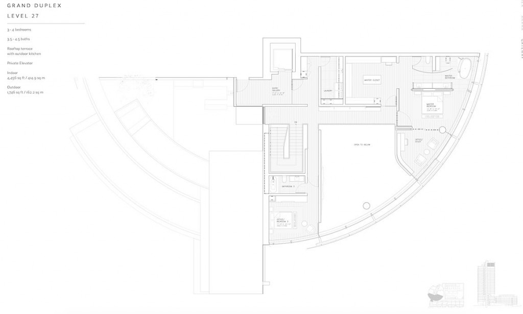 Cylinder at Gateway Towers Duplex Grand Penthouse Level 27 Floor Plan