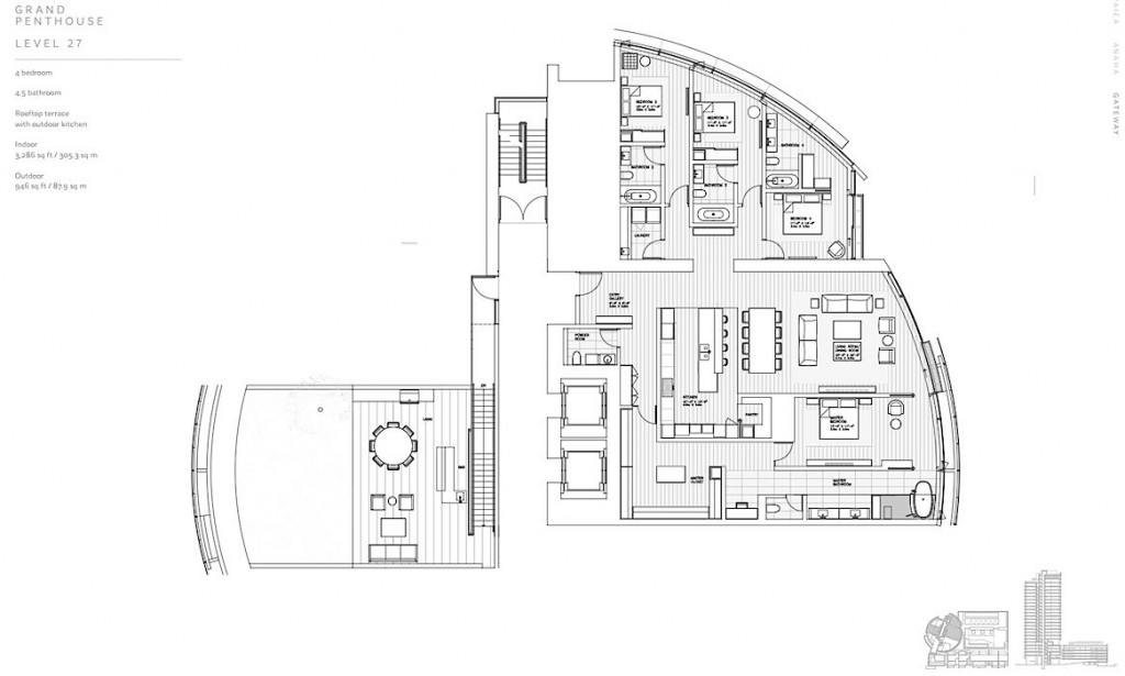 Cylinder at Gateway Towers Grand Penthouse Level 27 Floor Plan