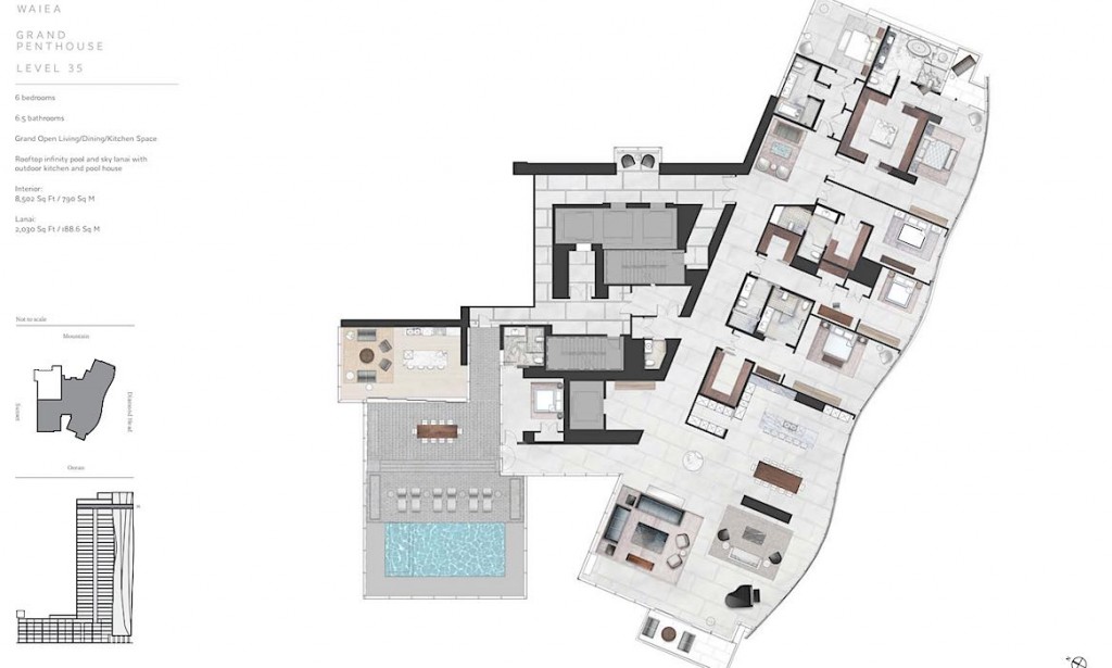 Waiea Level 35 Grand Penthouse Floor Plan