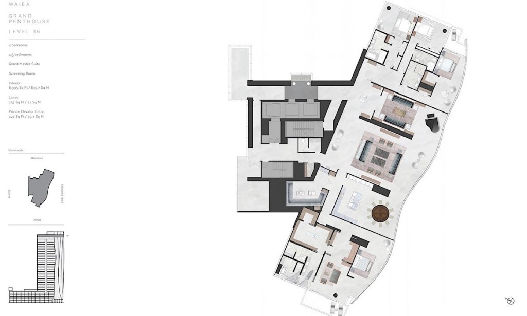 Waiea 36th Floor Grand Penthouse Floor Plan