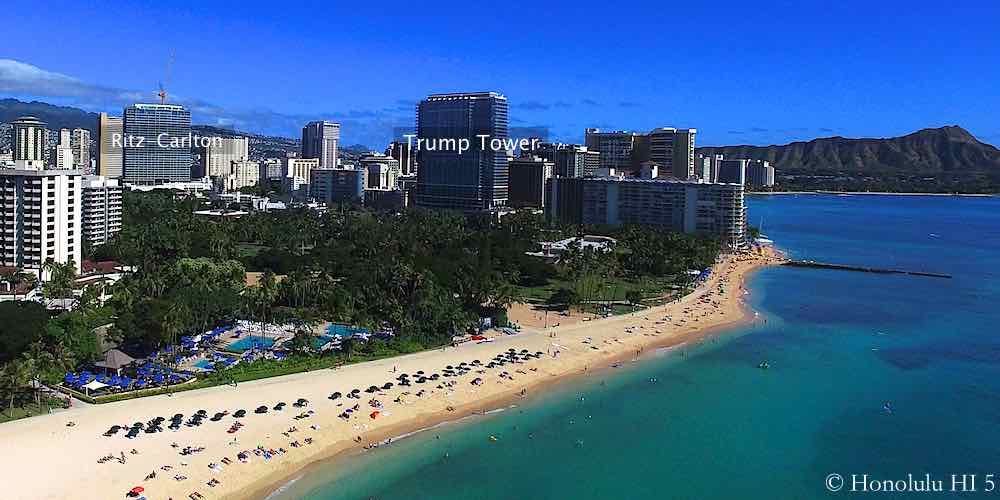 Trump Waikiki and Ritz Waikiki Seen From Ocean