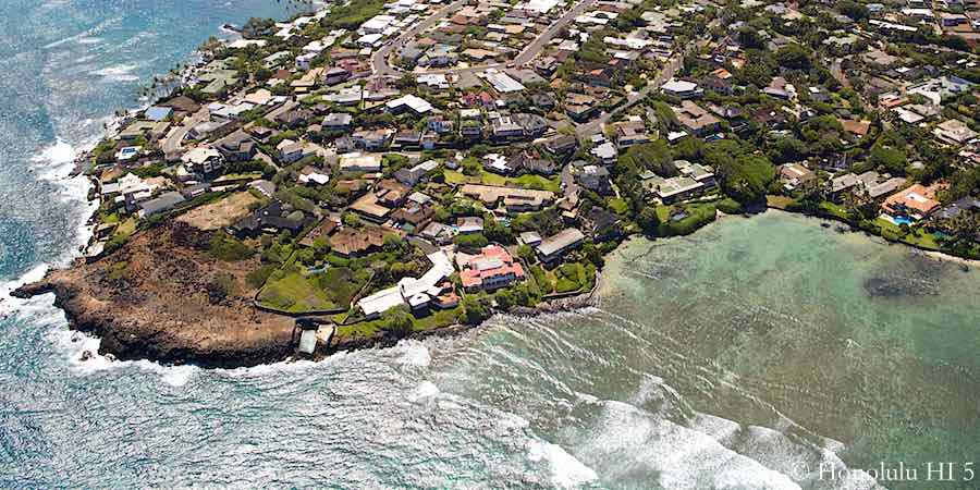 Black Point Honolulu Oceanfront Homes - Aerial Photo