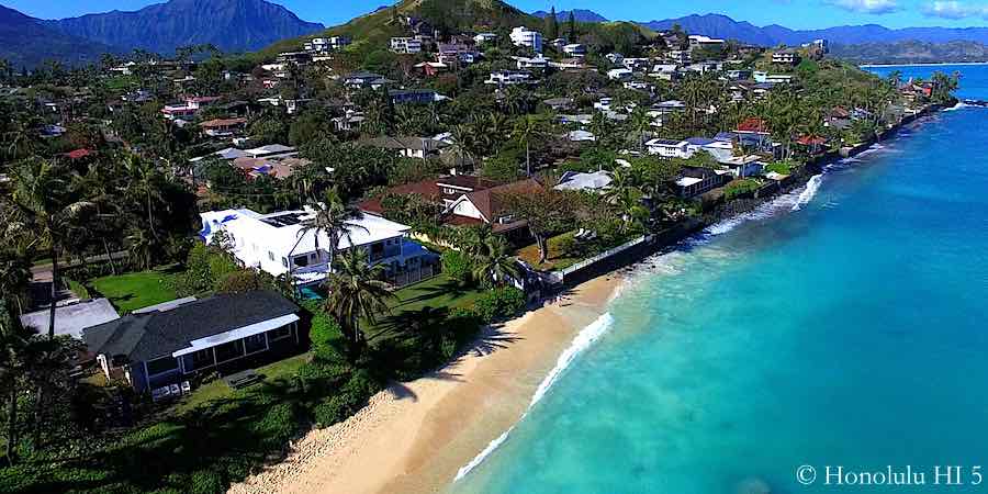 Lanikai Oceanfront Homes - Aerial Photo