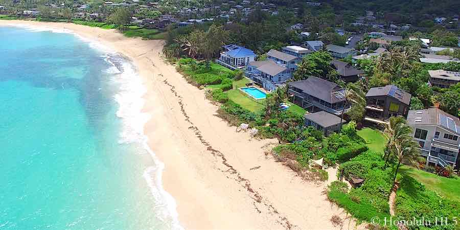 Sunset Oahu North Shore Beach Front Homes - Aerial Photo