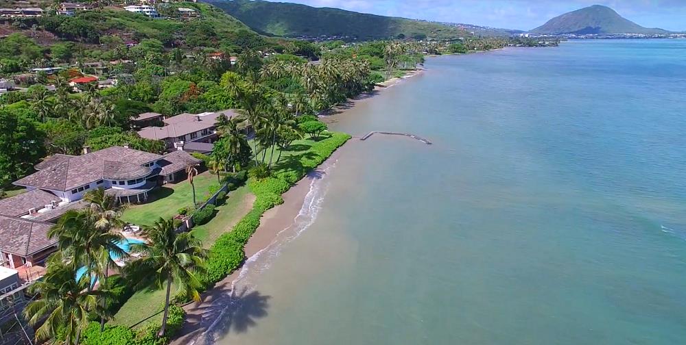 Aina Haina Beach Oceanfront Luxury Homes - Drone Photo