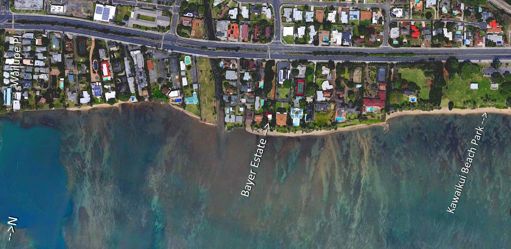 Aina Haina Beach Aerial Map