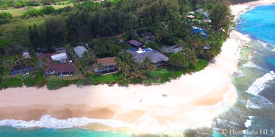 Kawailoa Beachfront Homes on Oahu's North Shore - Aerial Photo