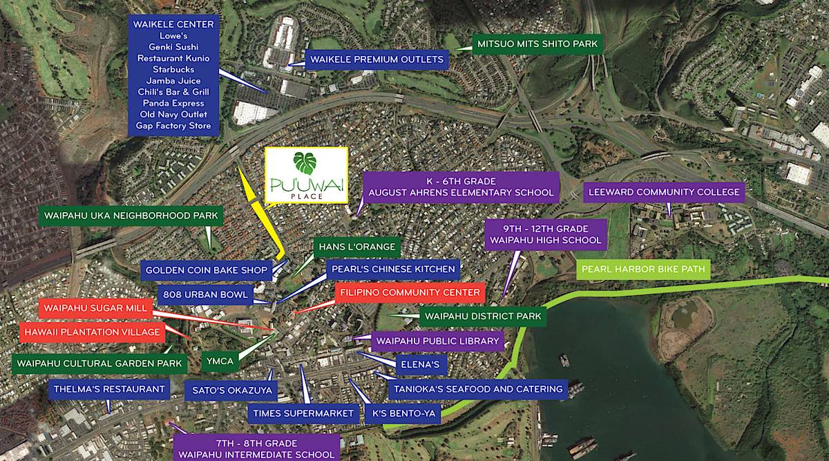 Waikele & Waipahu Map - Shows Puuwai Place Location