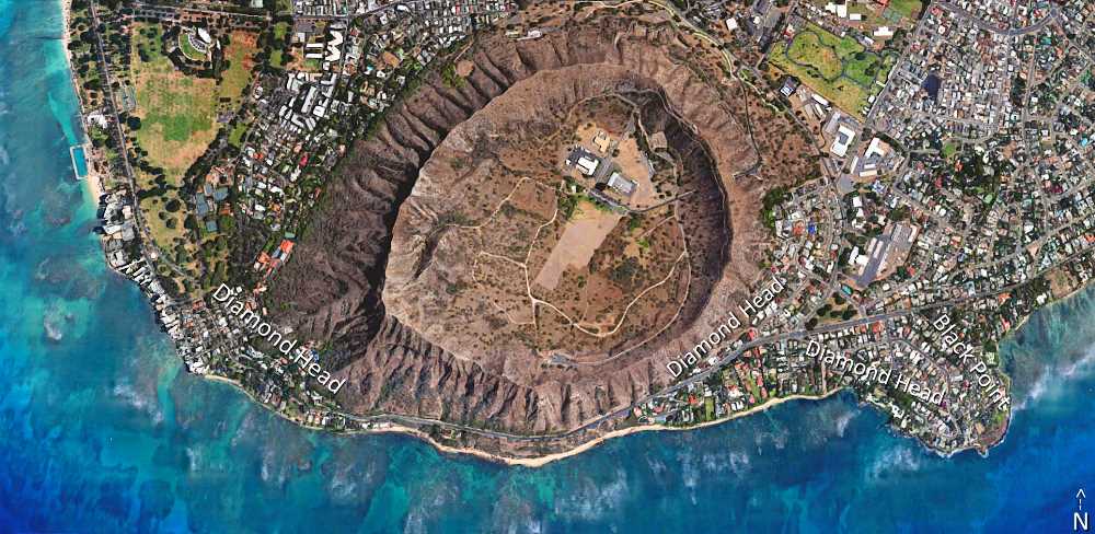 Diamond Head & Black Point Satellite Map Photo