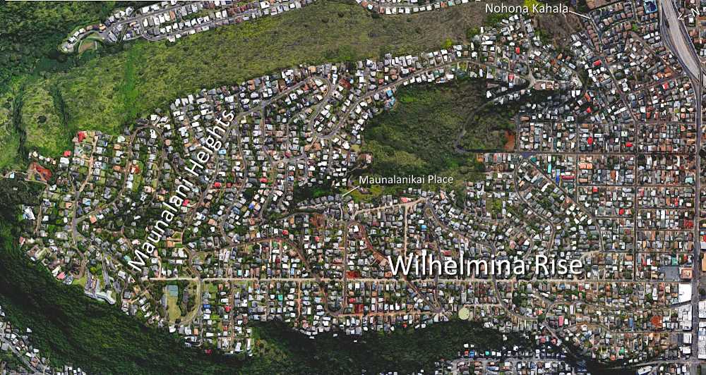 Wilhelmina Rise & Maunalani Heights Satellite Map Photo