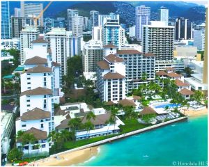 Halekulani Hotel - Drone Photo Seen From Waikiki Beach