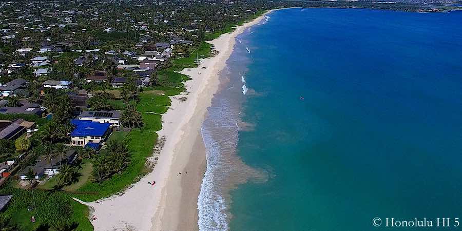 Beachfront Homes in Beachside Kailua - Drone Photo