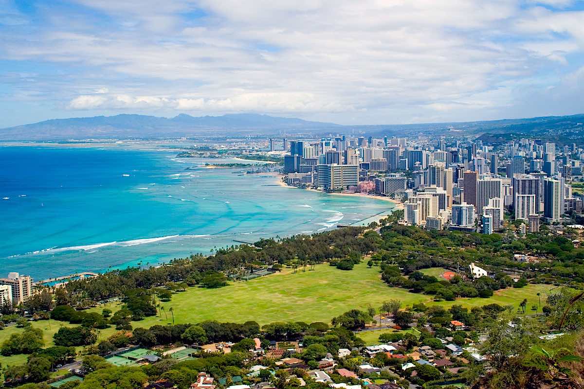 Kapiolani Park & Waikiki in Distance - Aerial Photo