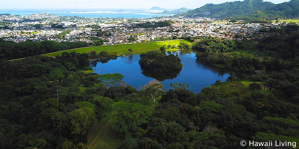 Hoomaluhia Botanical Garden Kaneohe - Aerial Photo