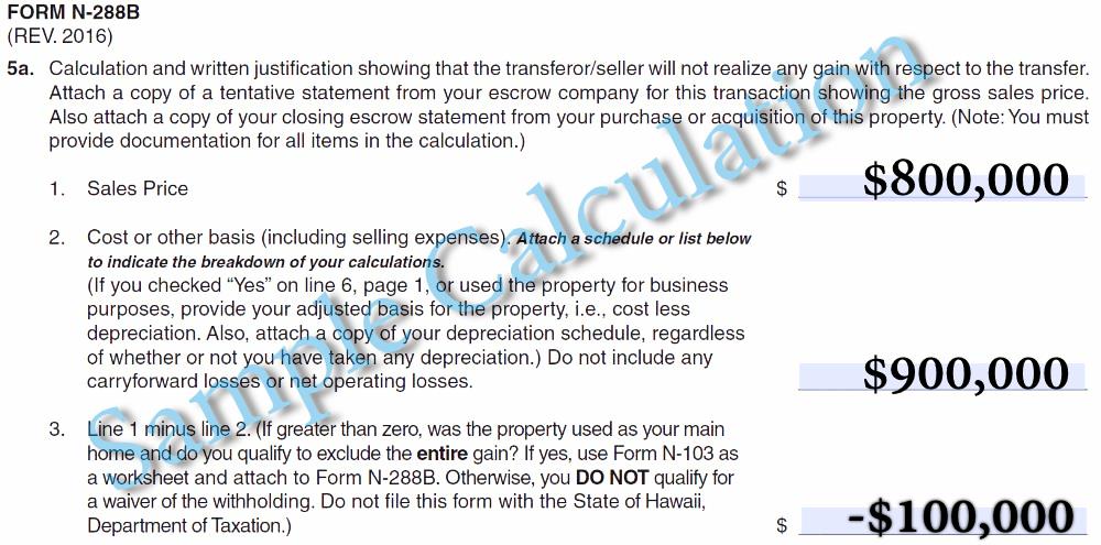 N-288B - Page 2 - Sample Calculation